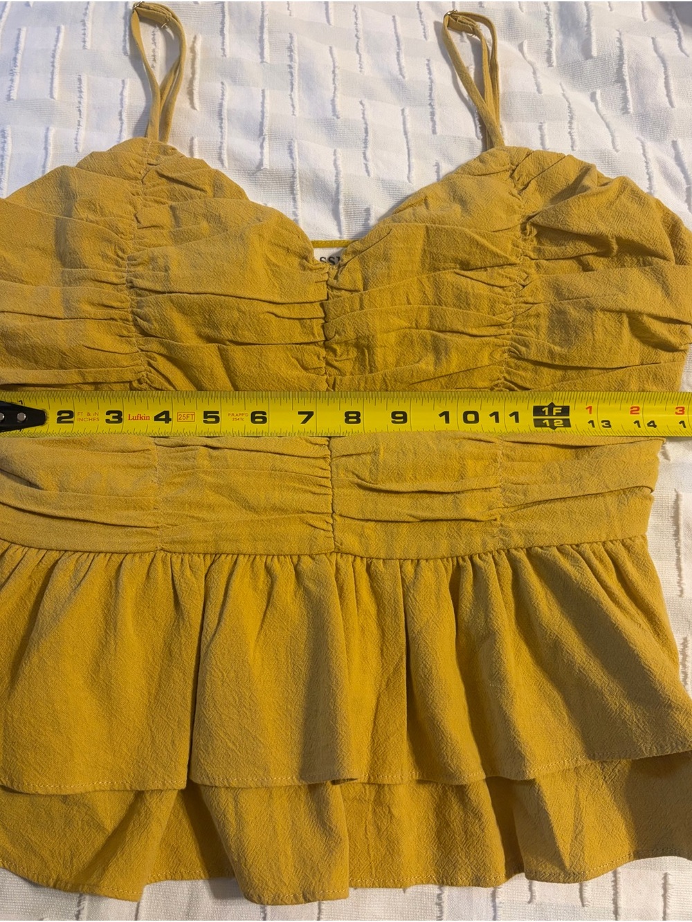 Essue Mustard Ruched Peplum Cami Top - Women - Picture 8 of 8